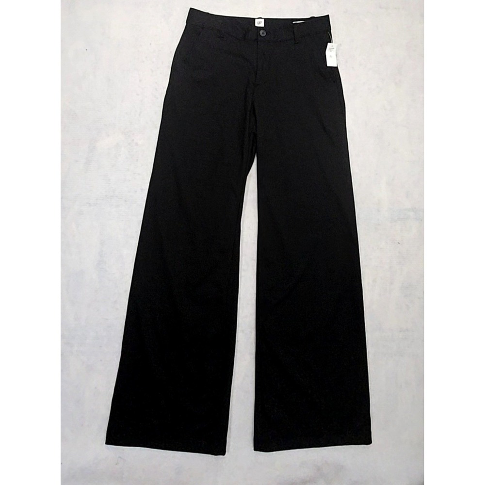 Gap Dress Pants Women 8 Tall Long NEW Wide Leg Trousers Ponte Black Stretch